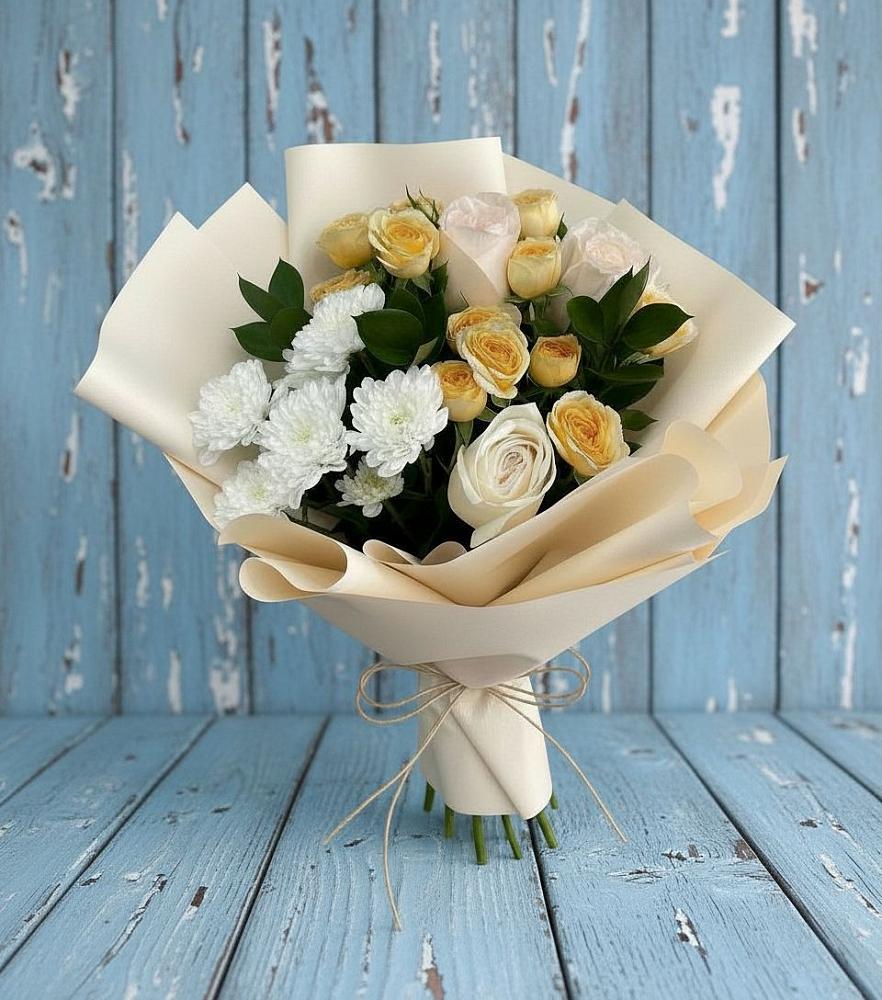 Букет цветов из: Розы и Хризантемы в Осеченки