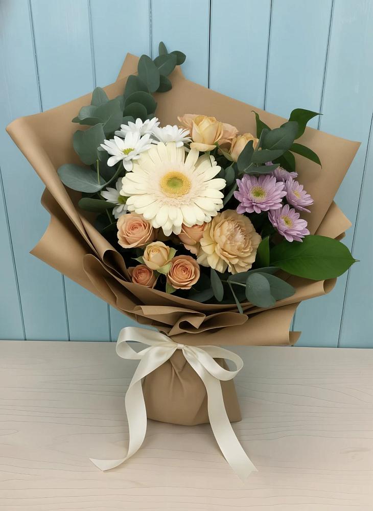 Букет цветов из: Герберы и Хризантемы в Осеченки