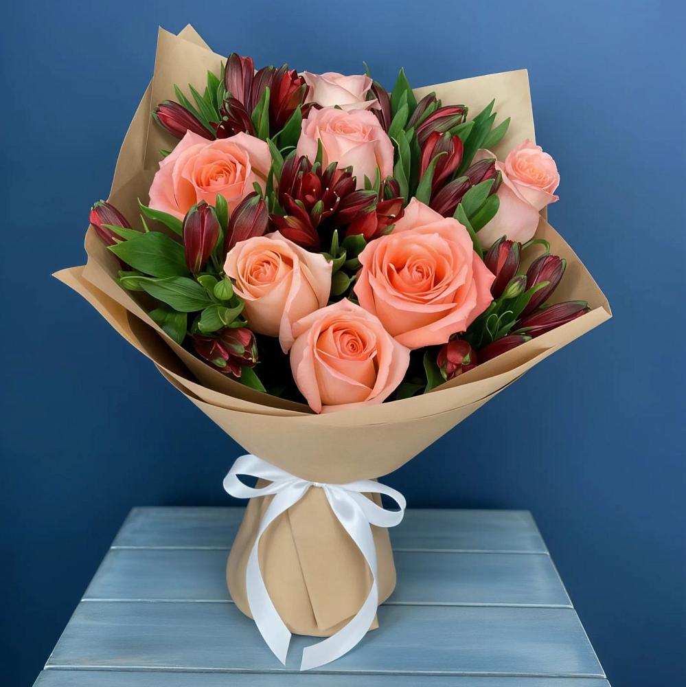 Букет цветов из: Розы и Альстромерии в Осеченки