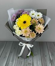 Букет цветов из:  Розы, Герберы и Хризантемы в Осеченки