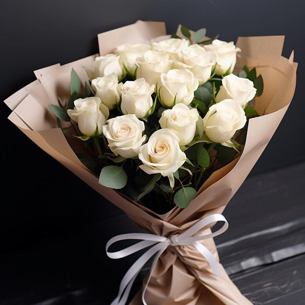 Букет 15 Белых роз в Осеченки
