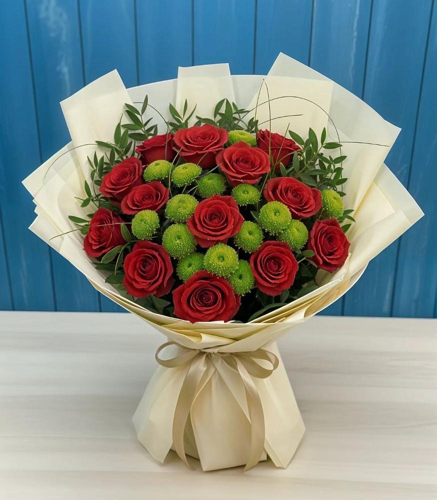 Букет цветов из: Розы и Хризантемы в Осеченки